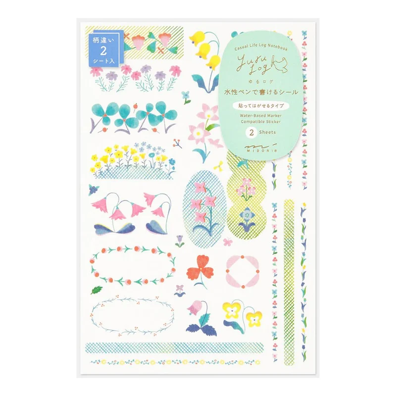 Stickers repositionnables MIDORI Yuru Log - Fleurs