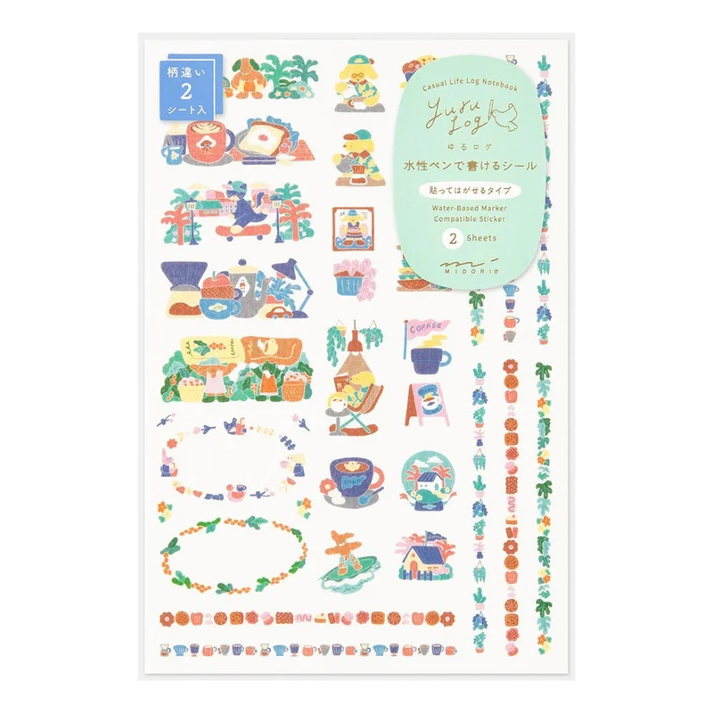 Stickers repositionnables MIDORI Yuru Log - Café