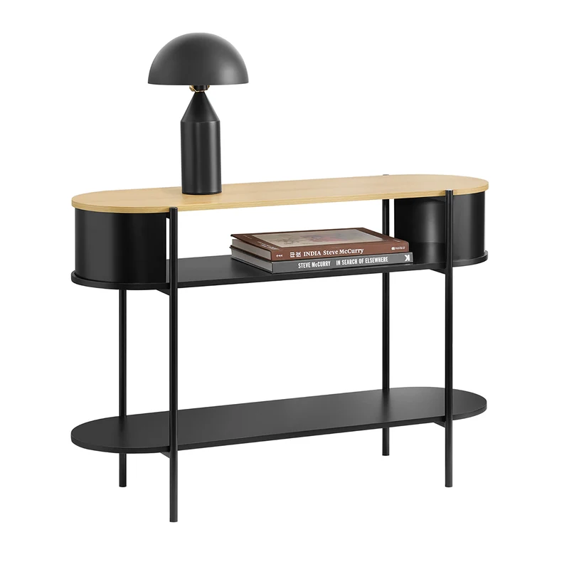 SoBuy FSB102-SCH Console d’Entrée Rangement Fonctionnel et Compact, Design Moderne, Usage Polyvalent, pour Salon et Chambre – L110×P39×H76 cm, Bois, Noir