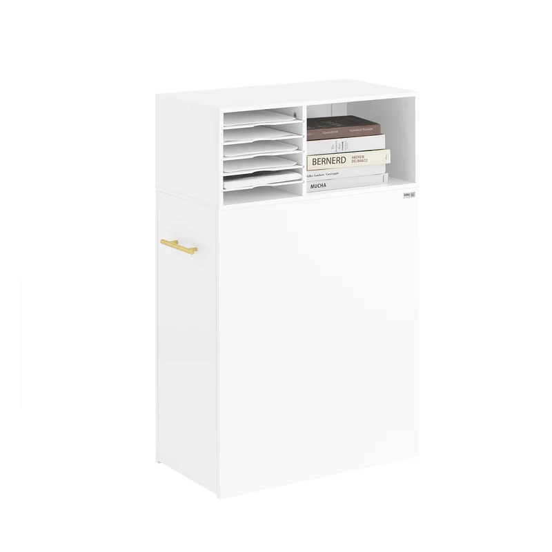 SoBuy ASK12-W Meuble Imprimante avec roulettes Support Imprimante Roulant Caisson de Bureau avec Compartiments Petit Meuble de Rangement Bureau Compact 60x33x100 cm Blanc