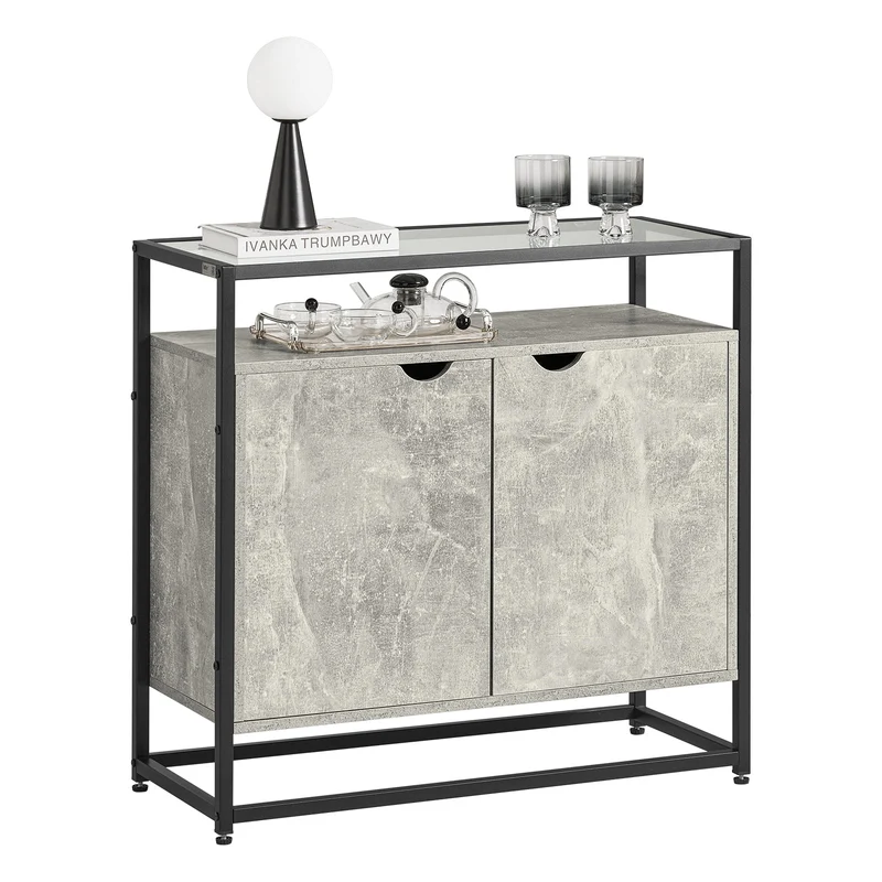 SoBuy FSB55-HG Table Console, Table d’Entrée, Meuble d’Entrée, Bout de Canapé avec 1 Étagère et 2 Portes
