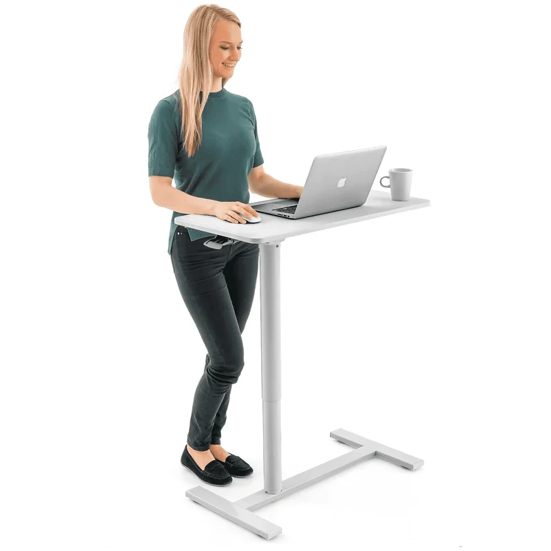 Tatkraft Relax - Table pour ordinateur, Station pneumatique polyvalente: Hauteur réglable 74 - 115 cm, Grand plateau pour portables jusqu'à 20"