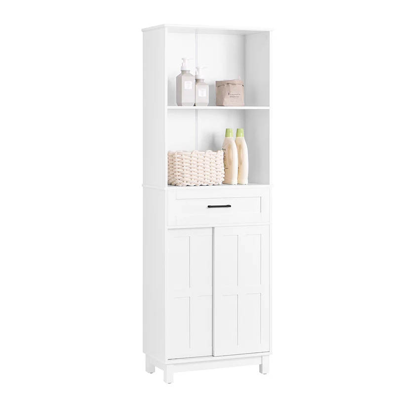 SoBuy BZR141-W Armoire de Salle de Bain Meuble Colonne Meuble de Rangement de Salle de Bain Armoire Haute