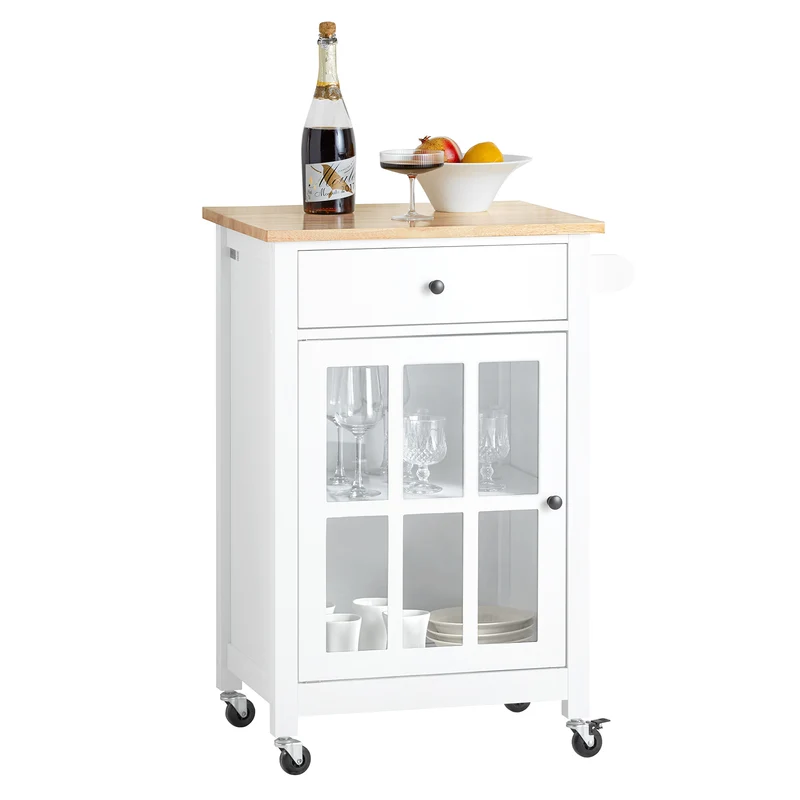 SoBuy FKW98-WN Chariot de Service Desserte de Cuisine à roulettes Meuble de Rangement pour Cuisine et Salon Blanc