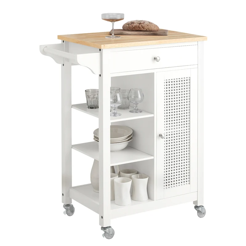 SoBuy FKW46-II-WN Desserte roulante Chariot de Service Chariot de Cuisine Meuble de Rangement avec Aspect Grillagé