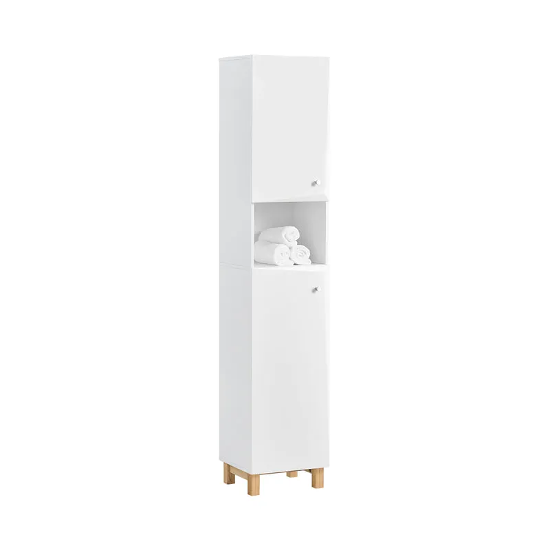 SoBuy BZR91-W Meuble Colonne de Salle de Bain avec 6 Compartiments de Rangement, Placard Armoire Haute, Étagère de Rangement