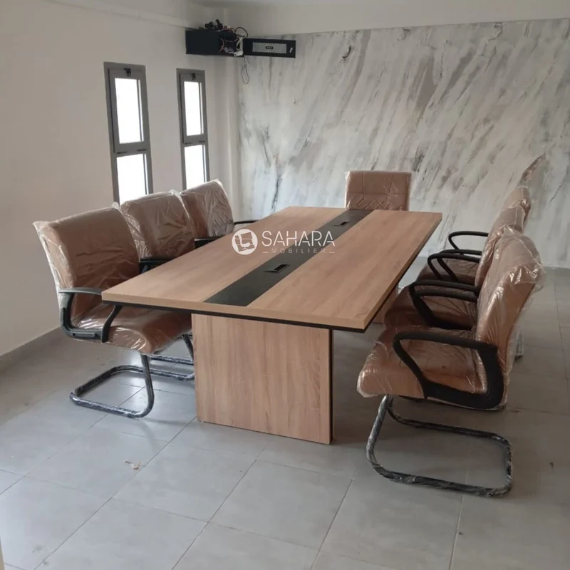 Ensemble Table de réunion ( Table 2.40cm + 7 Fauteuils visiteurs) Réf B4281