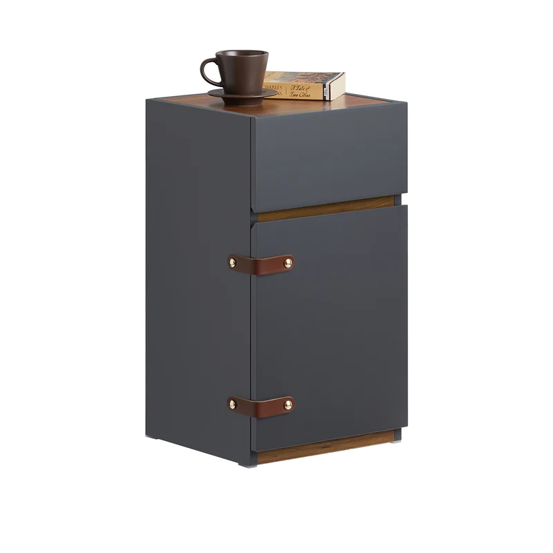 SoBuy FBT146-DG Table de Chevet Bout de Canapé Table de Nuit Table d'Appoint Table Basse avec 1 Tiroir et 1