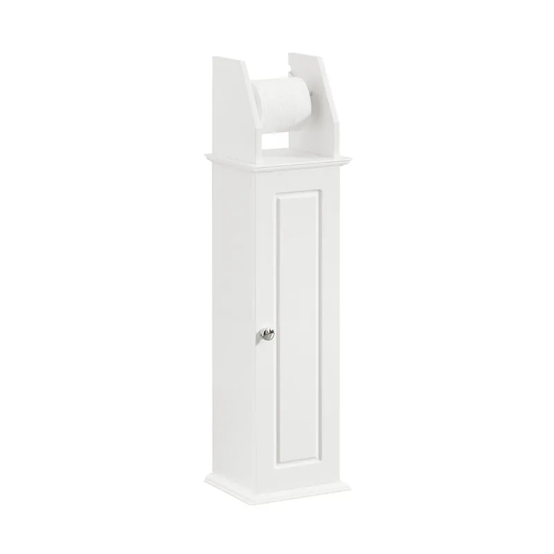 SoBuy BZR53-W Support Papier Toilette Armoire Toilettes Porte Brosse WC Meuble de Salle de Bain sur Pied en Bois ,20x18x79 cm