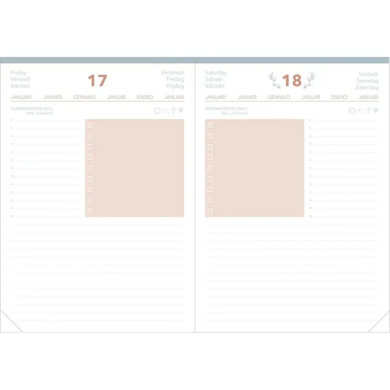 Agenda 2027 QUO VADIS Daily 21 Color - 13 x 21 cm - 1 jour par page - Orientation horizontale - Pastel pêche