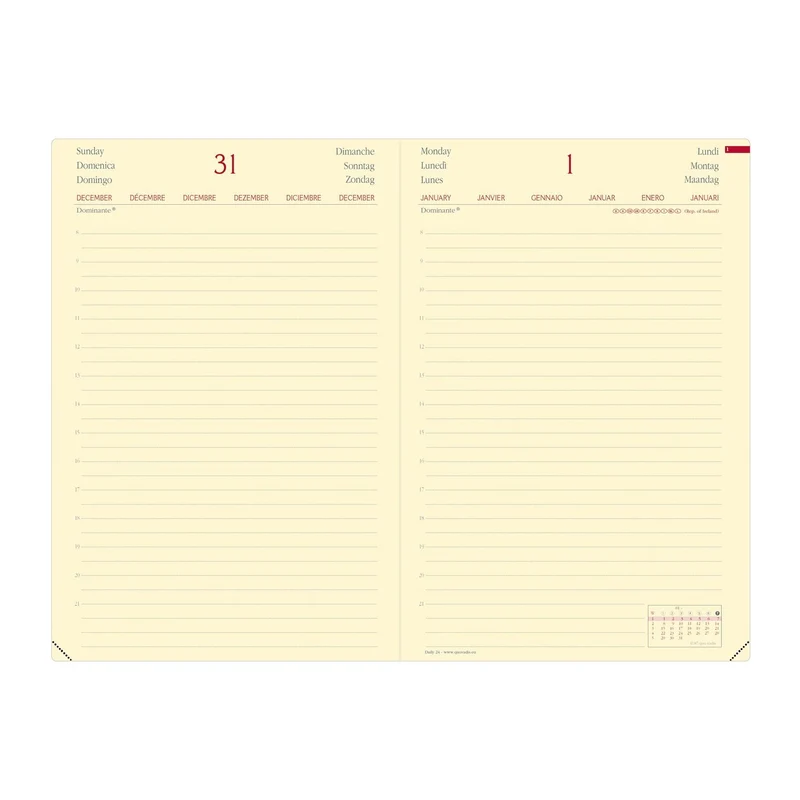Agenda 2027 QUO VADIS Daily 24 Prestige - 16 x 24 cm - 1 jour par page - Orientation horizontale - Silk marine