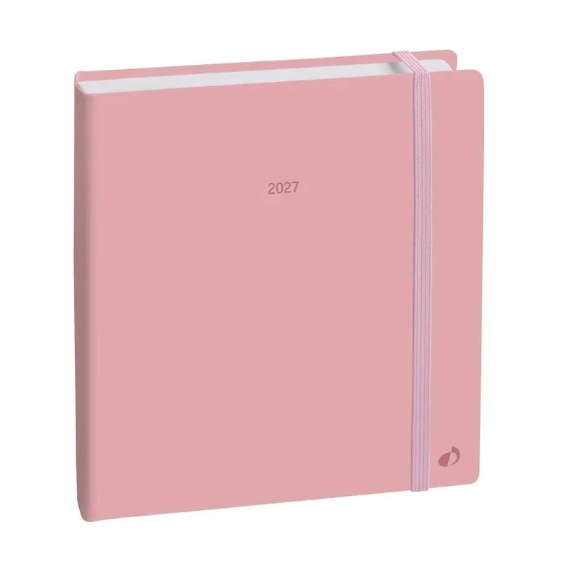 Agenda 2027 QUO VADIS Exécutif Color - 16 x 16 cm - 1 semaine sur 2 pages - Orientation verticale - Pastel rose