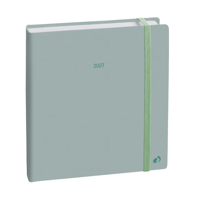 Agenda 2027 QUO VADIS Exécutif Color - 16 x 16 cm - 1 semaine sur 2 pages - Orientation verticale - Pastel vert