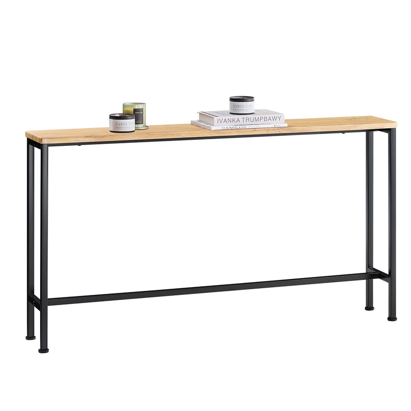 SoBuy FSB19-E Console d’Entrée Design Fonctionnel et Gain de Place, Design Moderne, Structure Robuste, Usage Quotidien – L120×P20×H65 cm, Métal, Naturel et Noir