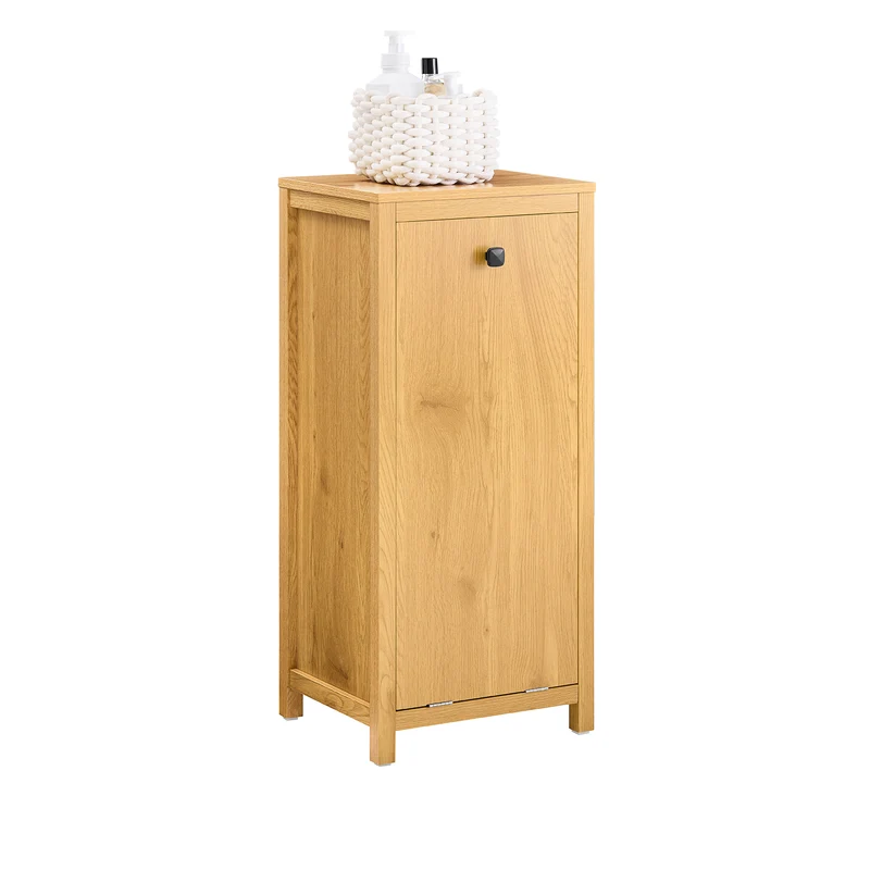 SoBuy BZR96-SN Armoire à Linge avec Sac à Linge, Meuble Bas de Salle de Bain, Coffre à Linge avec 1 Panier à Linge