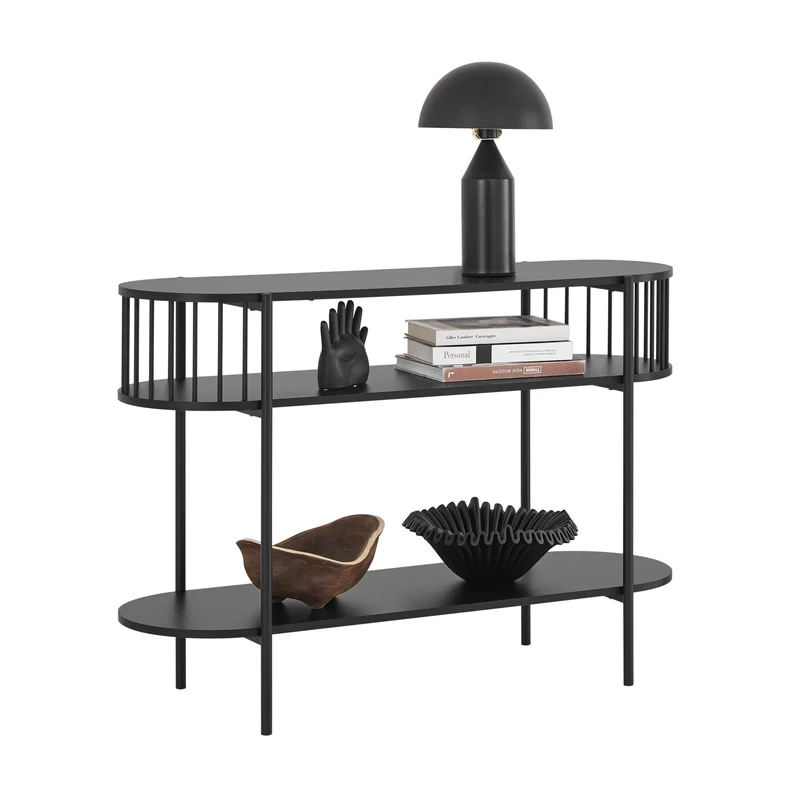 SoBuy FSB90-SCH Console d'Entrée 3 Niveaux Design Industriel 110×39×76 cm – Noir