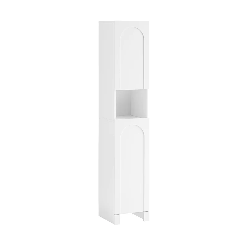 SoBuy BZR163-W Meuble Colonne, Armoire Haute de Salle de Bain Étroit avec 2 Portes Étagères Réglables