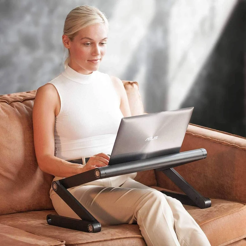 WonderWorker Nobel – Table pliante réglable pour ordinateur portable 7–17 pouces, aluminium, jusqu’à 15 kg, noire