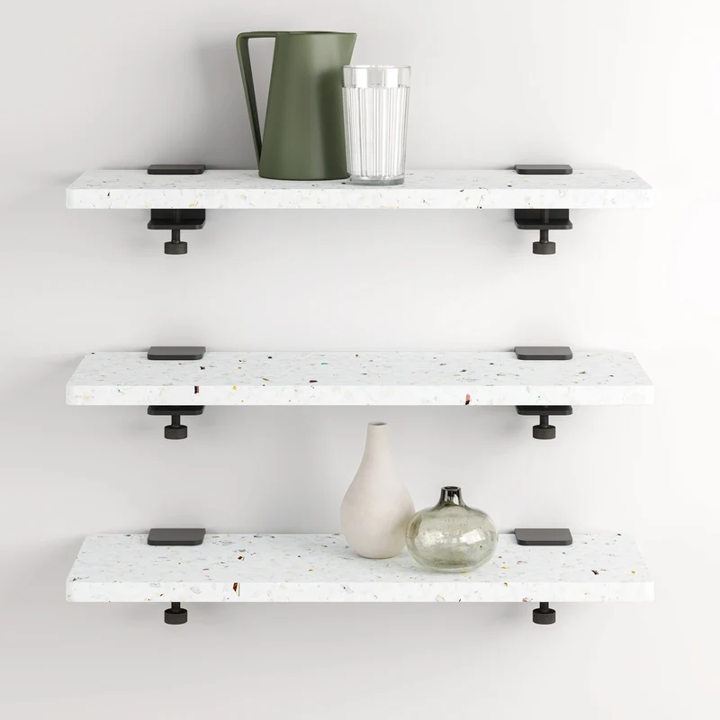Lot de 3 étagères murales BRACKET - plastique recyclé Venezia - 60 à 150cm