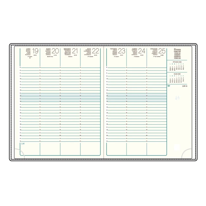 Agenda MIGNON A27 - 21,5 x 27,2 cm - 1 semaine sur 2 pages - Orientation verticale - Bon Voyage bleu marine