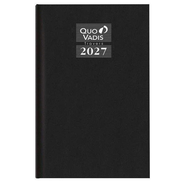 Agenda 2027 QUO VADIS Travers - 13 x 21 cm - 1 jour par page - Orientation horizontale - Korex noir