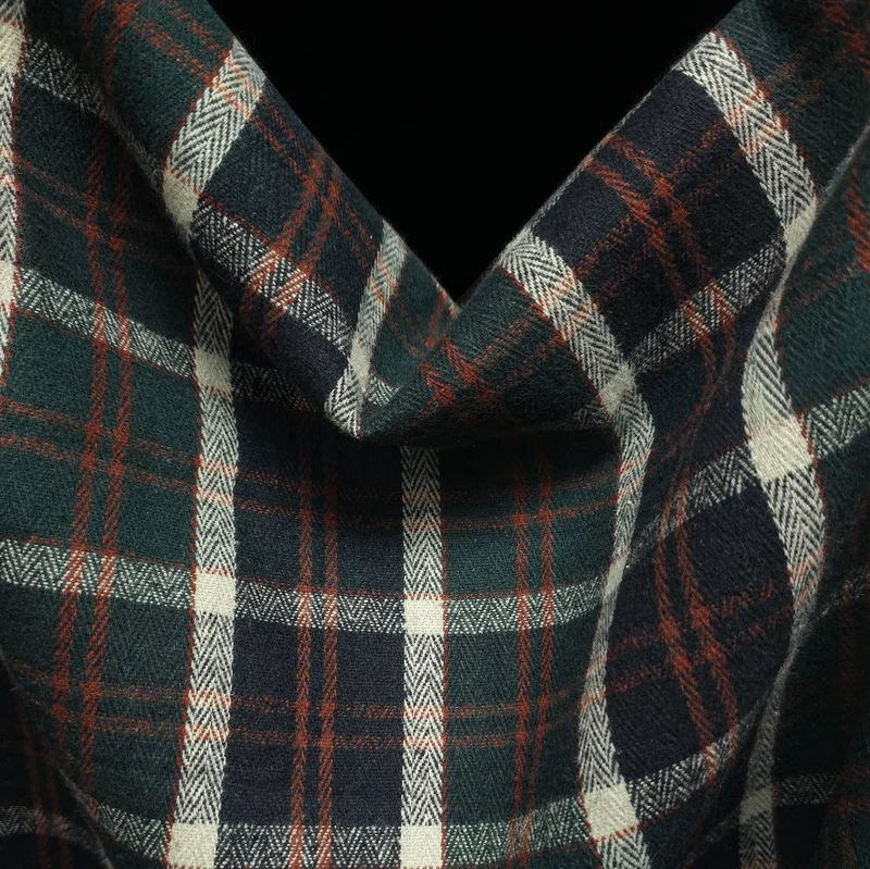 Flanelle de coton haut de gamme | Carreaux tissés teints | Vert Forêt, Marine & Rouille
