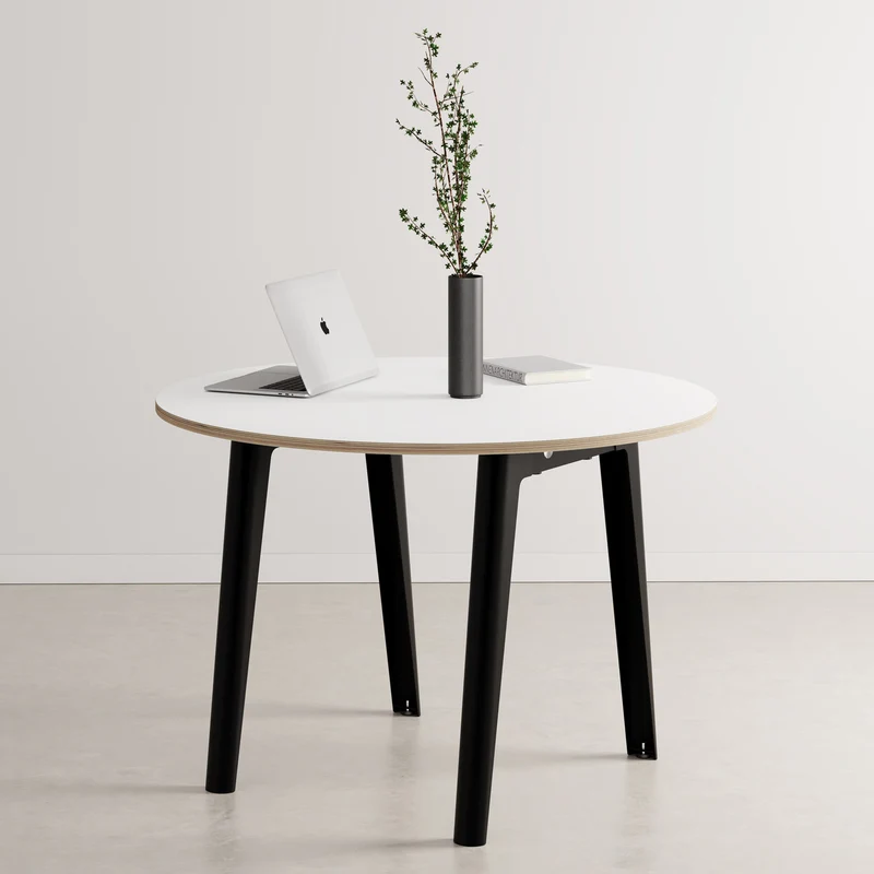 Table de réunion ronde NEW MODERN Ø 110cm - multiplis blanc