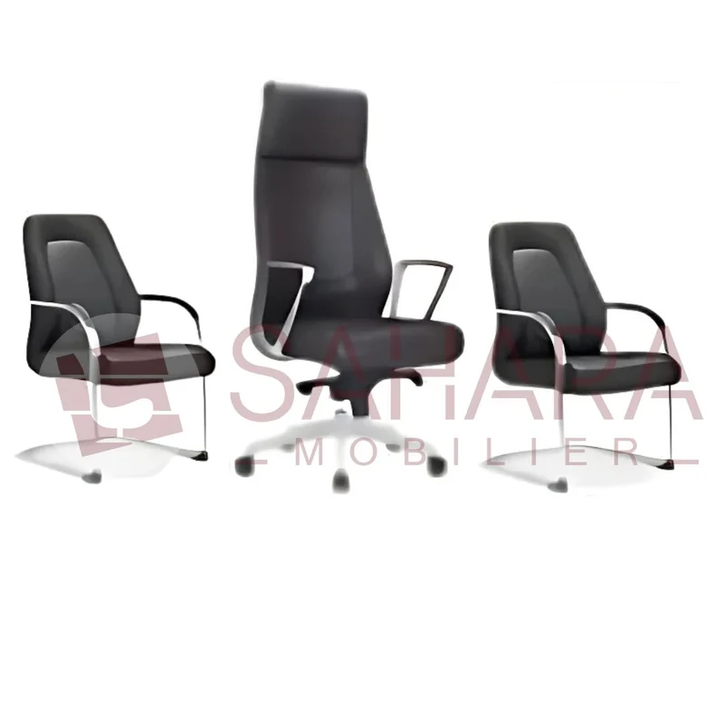 Pack de Fauteuils de Bureau en Simili Cuir Noir - Collection Prestige Exécutif Réf B4001