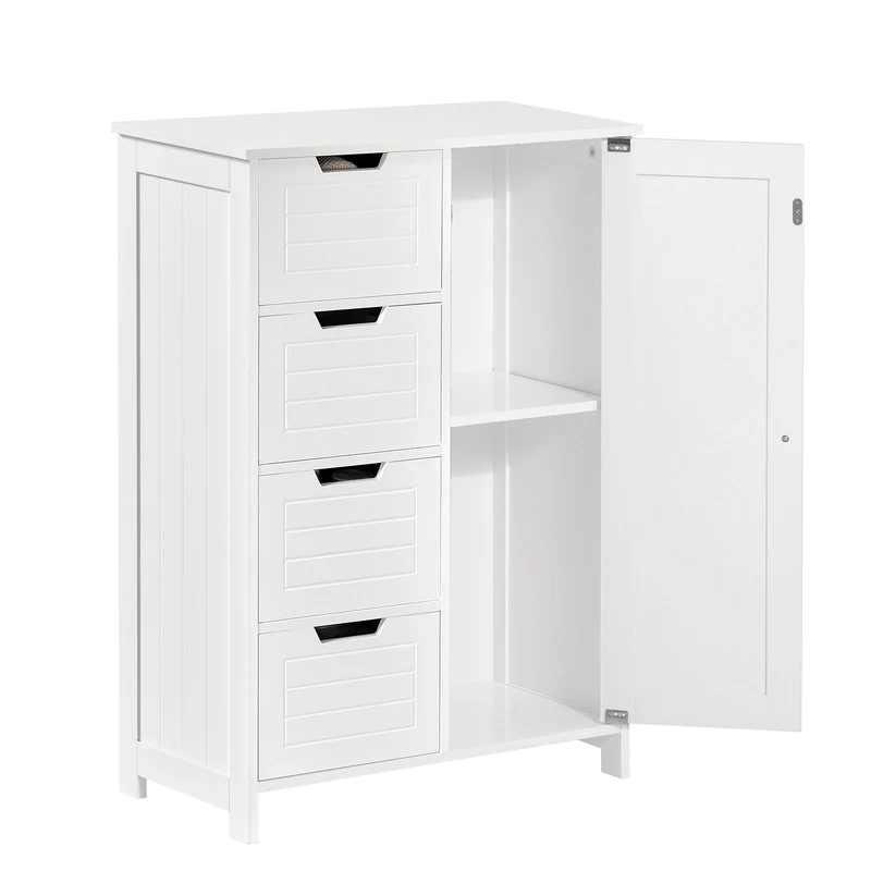 SoBuy BZR37-W Meuble Bas Meuble Colonne Placard de Rangement Armoire pour Cuisine, Salle de Bain, Toilette, Commode de salle de bain