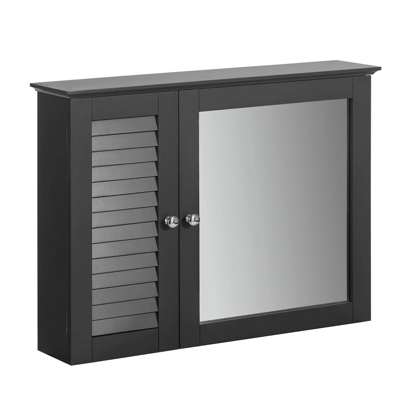 SoBuy BZR55-DG Armoire Miroir Meuble Haut de Salle de Bain Armoire Suspendue avec Porte Miroir Commode Meuble de Range