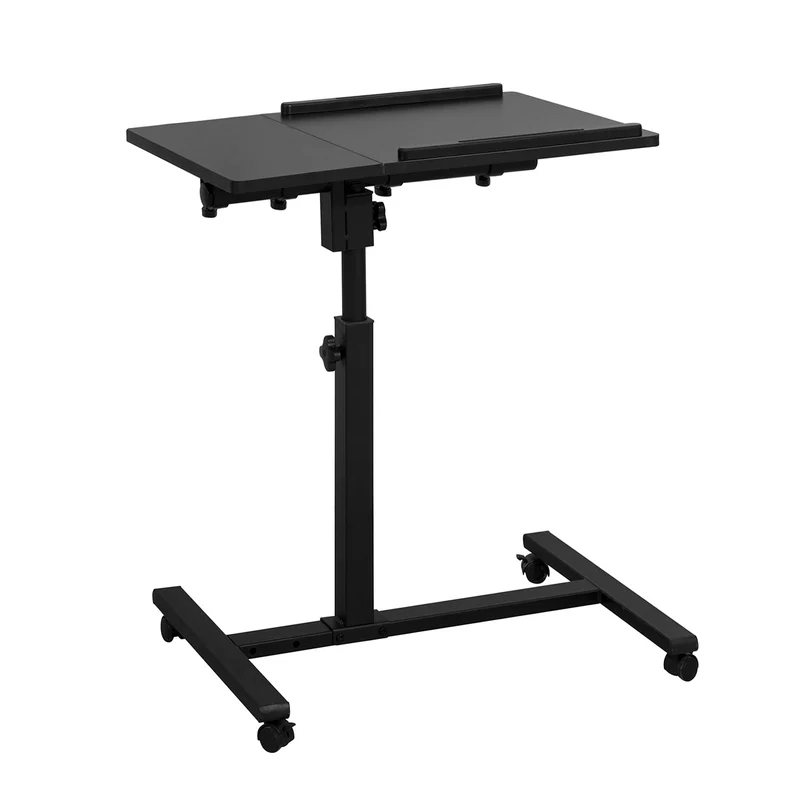 SoBuy FBT07N6-SCH Table de Lit Canapé Table Roulante avec 2 plateaux inclinables – Noir