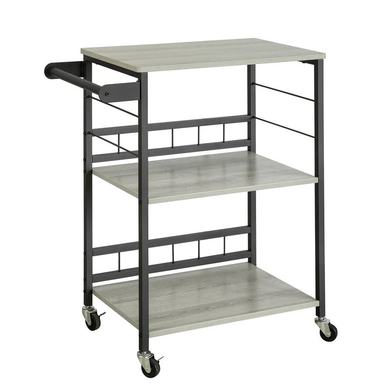 SoBuy SVW16-HG Chariot de Bar Desserte de Style Industriel, pour Four à Micro-Ondes, avec 3 étagères et 1 poignée