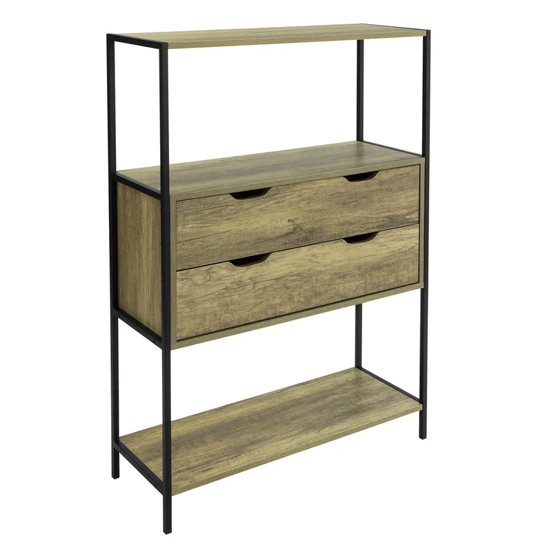 SoBuy FSB40-T Table Console Meuble d'entrée avec 2 tiroirs Buffet Placard à 3 Niveaux