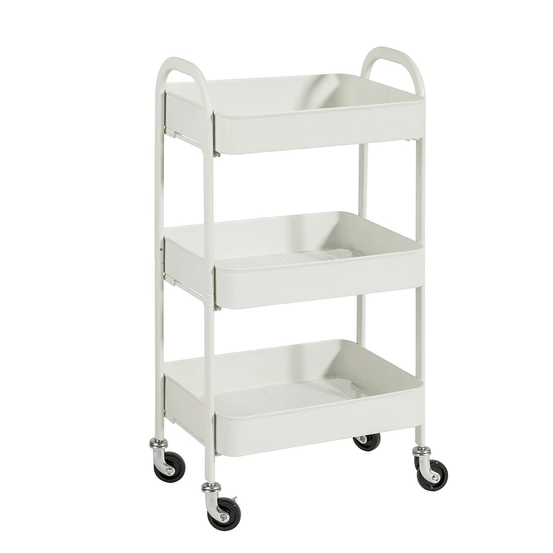 SoBuy SVW11-W Chariot de Rangement à 3 Niveaux Mobile à 3 Etagères en Métal