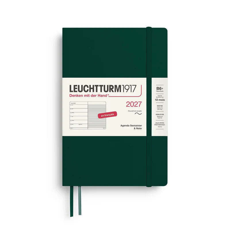 Agenda Semainier & Note Ligné 2027 LEUCHTTURM1917, Français - B6+ - Softcover - Forest Green