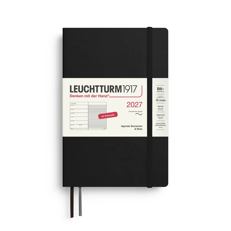 Agenda Semainier & Note Ligné 2027 LEUCHTTURM1917, Français - B6+ - Softcover - Black