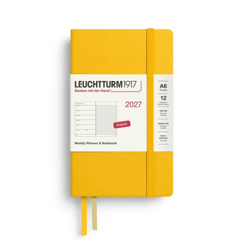Agenda Semainier & Note Ligné 2027 LEUCHTTURM1917, Anglais - A6 - Hardcover - Sunflower