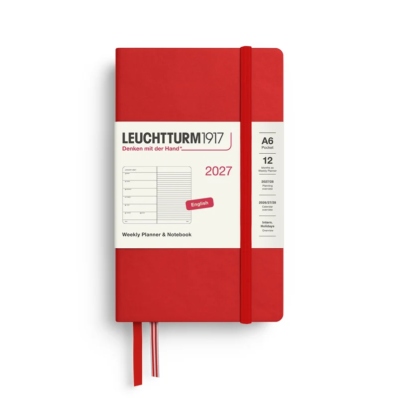 Agenda Semainier & Note Ligné 2027 LEUCHTTURM1917, Anglais - A6 - Hardcover - Cherry