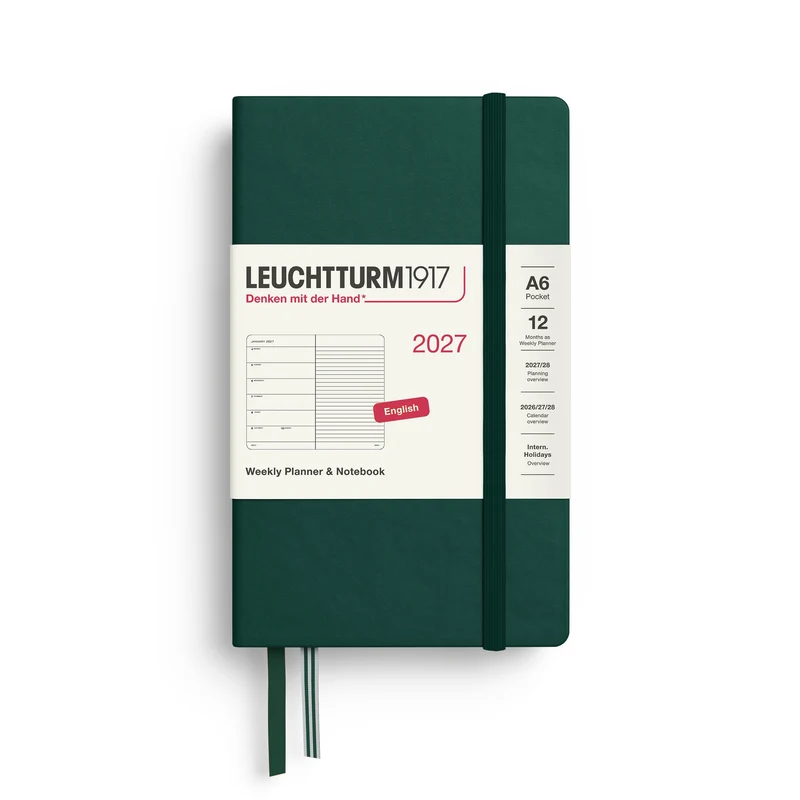 Agenda Semainier & Note Ligné 2027 LEUCHTTURM1917, Anglais - A6 - Hardcover - Forest Green