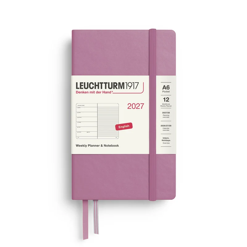 Agenda Semainier & Note Ligné 2027 LEUCHTTURM1917, Anglais - A6 - Hardcover - Dusty Rose