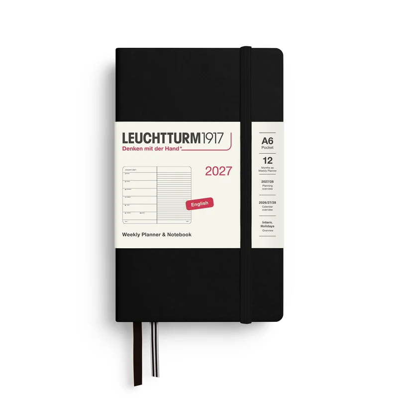 Agenda Semainier & Note Ligné 2027 LEUCHTTURM1917, Anglais - A6 - Hardcover - Black