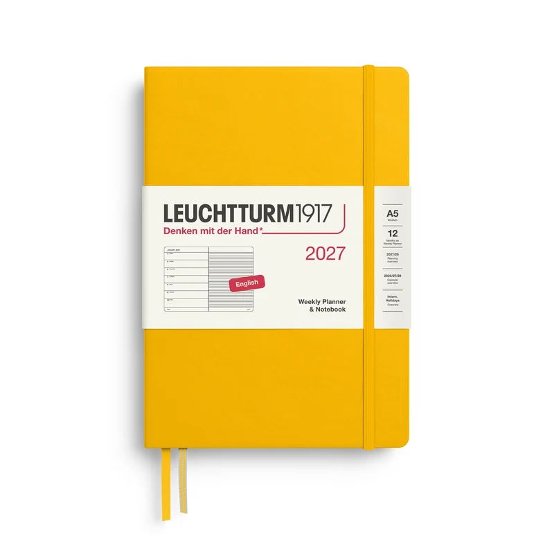 Agenda Semainier & Note Ligné 2027 LEUCHTTURM1917, Anglais - A5 - Hardcover - Sunflower