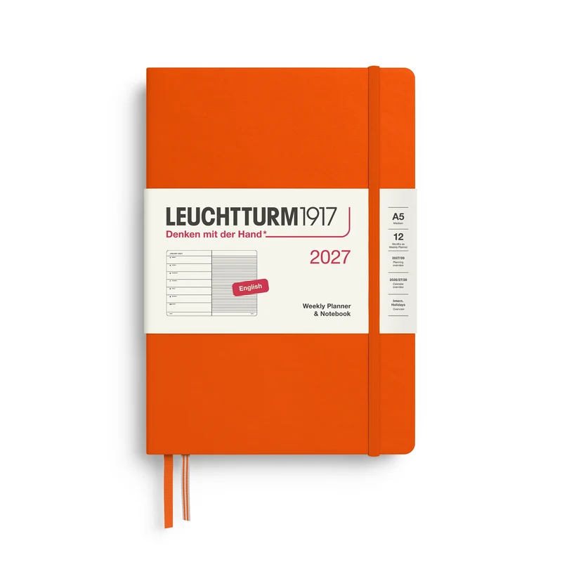 Agenda Semainier & Note Ligné 2027 LEUCHTTURM1917, Anglais - A5 - Hardcover - Pumpkin