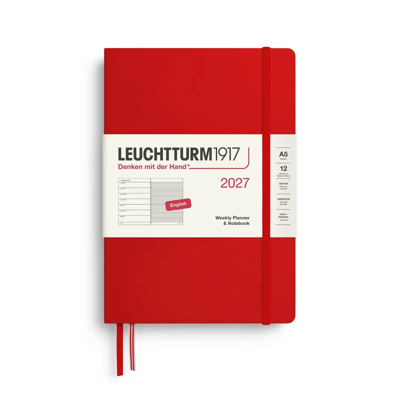 Agenda Semainier & Note Ligné 2027 LEUCHTTURM1917, Anglais - A5 - Hardcover - Cherry