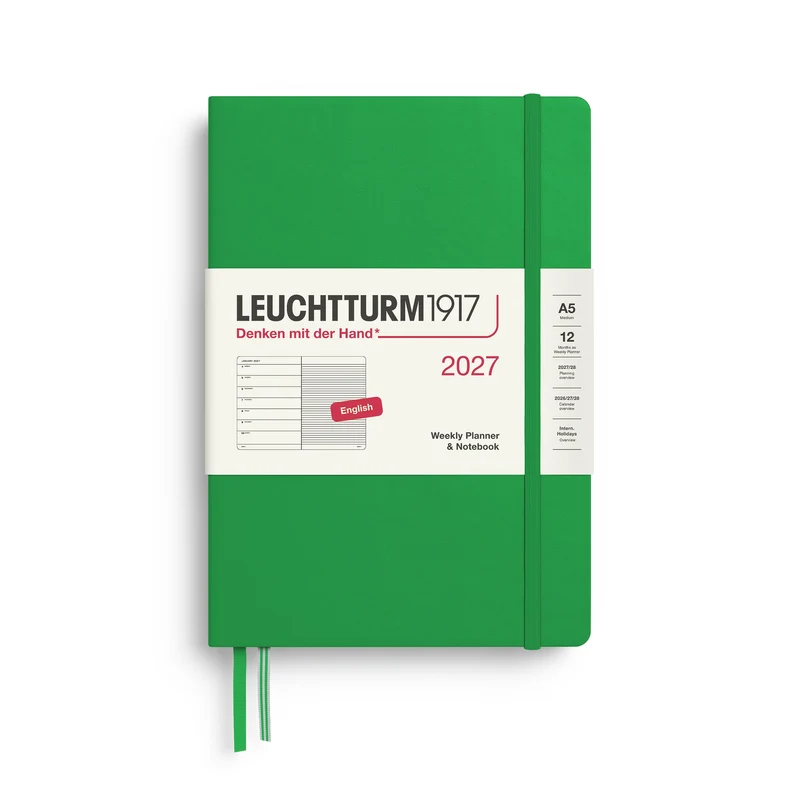 Agenda Semainier & Note Ligné 2027 LEUCHTTURM1917, Anglais - A5 - Hardcover - Spring Leaf
