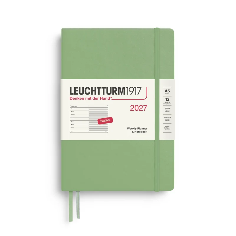 Agenda Semainier & Note Ligné 2027 LEUCHTTURM1917, Anglais - A5 - Hardcover - Sage