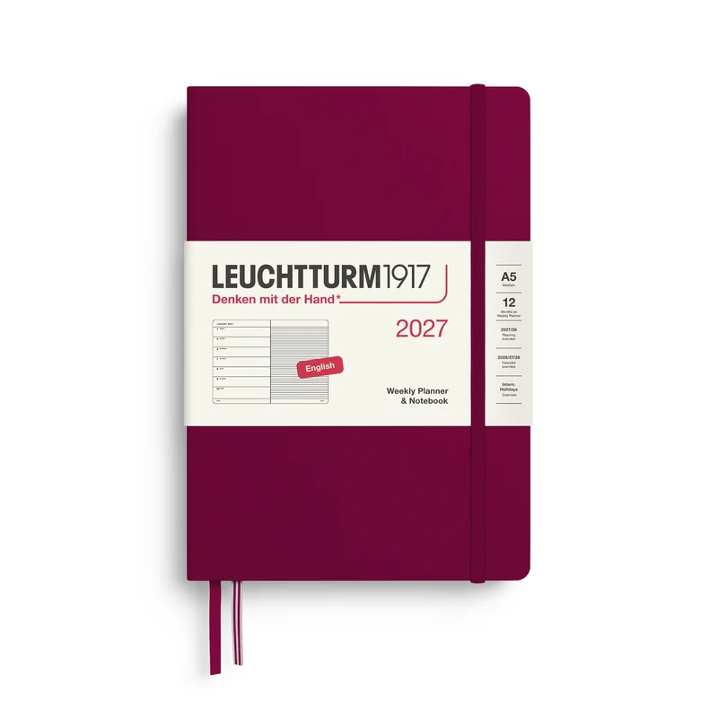 Agenda Semainier & Note Ligné 2027 LEUCHTTURM1917, Anglais - A5 - Hardcover - Port Red