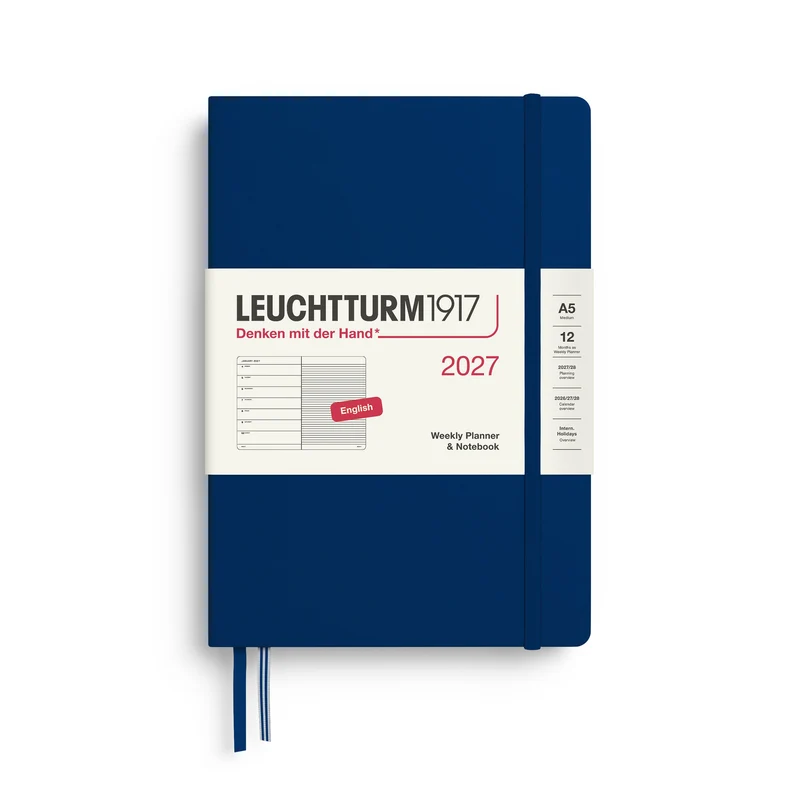 Agenda Semainier & Note Ligné 2027 LEUCHTTURM1917, Anglais - A5 - Hardcover - Navy