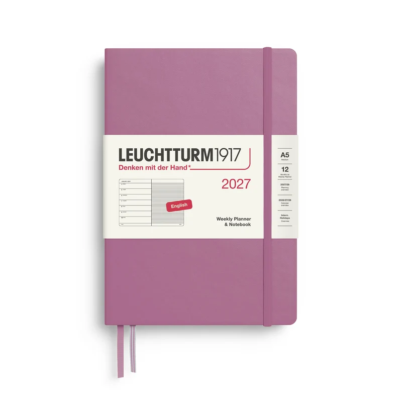 Agenda Semainier & Note Ligné 2027 LEUCHTTURM1917, Anglais - A5 - Hardcover - Dusty Rose