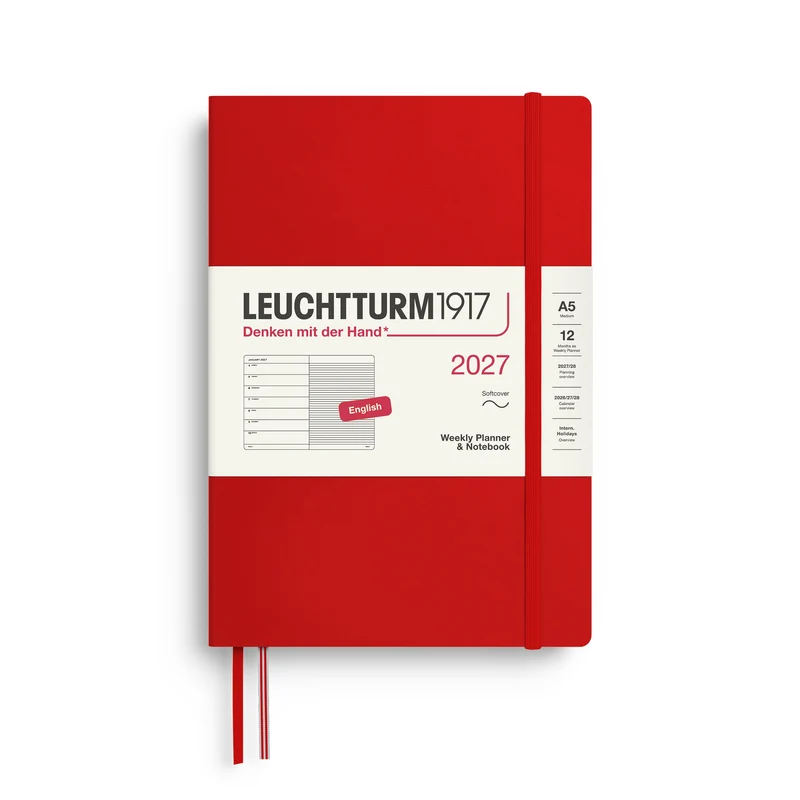 Agenda Semainier & Note Ligné 2027 LEUCHTTURM1917, Anglais - A5 - Softcover - Cherry